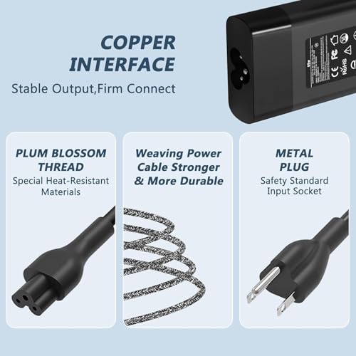 Slim 65W USB C Laptop Charger Compatible with Hp Envy/EliteBook | for HP Spectre X360, Envy, Chromebook, EliteBook X360, Elite X2 - color: BLACK_B
