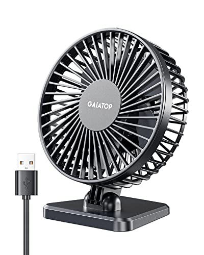Gaiatop USB Desk Fan, Small But Powerful, Personal Portable Quiet 3 Speeds, Adjustable Mini Table Desktop fan for Cooling Home Office Car Summer Travel Gifts Black - color: Black