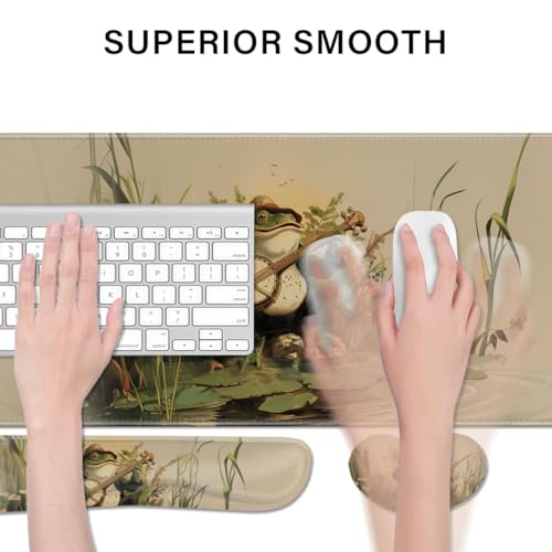 Desk Pad and Keyboard Wrist Rest, Large Mouse Pad + Keyboard Pad+Mouse Wrist Support, Non-Slip Desk Mat Protector for Office, Home 31.5×11.8 Inches Anime Frog - color: Frog