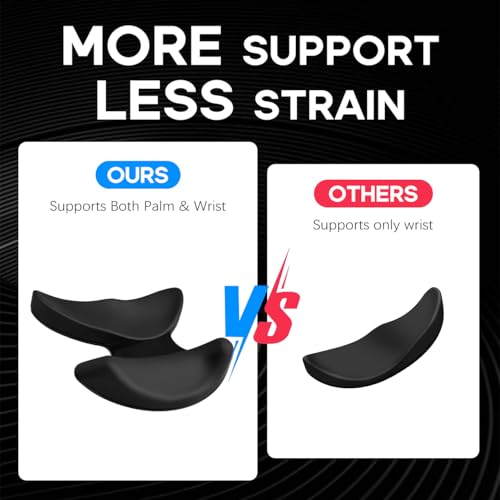 Ergonomic Wrist Rest for Mouse, Dual Palm-Wrist Support, Black | Curved Design for Wrist Pain Relief, Lightweight Portable, Glides Smoothly with Hand and Mouse