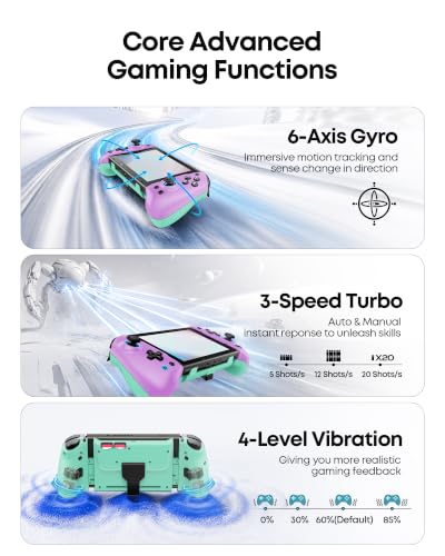 OIVO VGA DESIGN Switch Controller Handheld for 1/2/OLED, Ergonomic Grip Stretch Joypad for SW Console, Wireless Controller with TMR Joysticks, RGB Lighting, Turbo, 4 Macros & Card Slot - color: Purple & Green