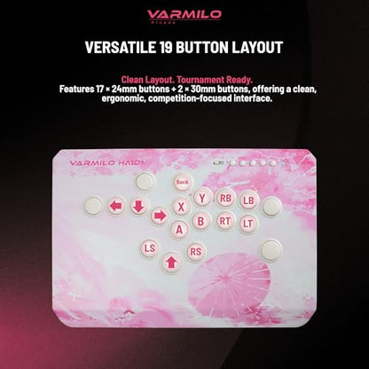 Varmilo HA10+ Rapid trigger All button arcade controller Leverless fight stick Two Versions Standard PC Only or Pro Compatible with PC PS4 PS5 Switch1 Switch2 (Sakura, Standard (PC-Only))