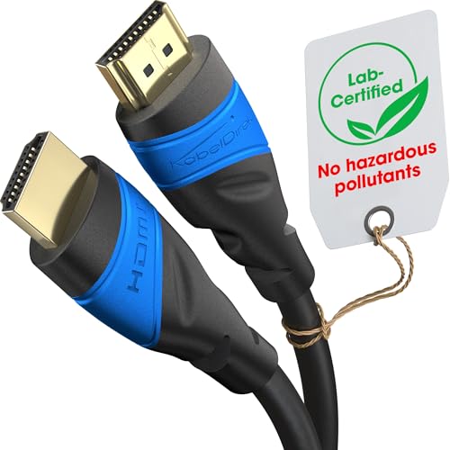 KabelDirekt – 8K & 4K HDMI Cable – 19ft – German Flexcore Technology | 10K, 8K@60Hz & 4K@120Hz, High Speed HDMI – for PS5, Xbox Series X/S, Switch 2, PC & Blu-ray – interference-free & flexible - color: Black/Blue, size: 19 ft, style: 1-Pack