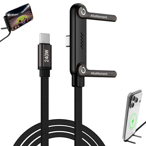 Invisible Holder Charger Cable, 240W PD Fast Charging Cable for Desk, USB-C to USB-C Cable 4.9 FT with 360° Adjustable Metal Stand, 2 in 1 Holder Charger for Gaming, Office, Home - size: 1PCS ( 1 USB-C to USB-C)