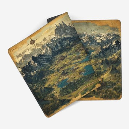 MTG Playmat Mysterious World in Aged map TCG Mat Board Game Card Game Trading Card Game Play Mat Desk Pad Stitched Edges Smooth Surface Rubber Base 23.5x13.7in