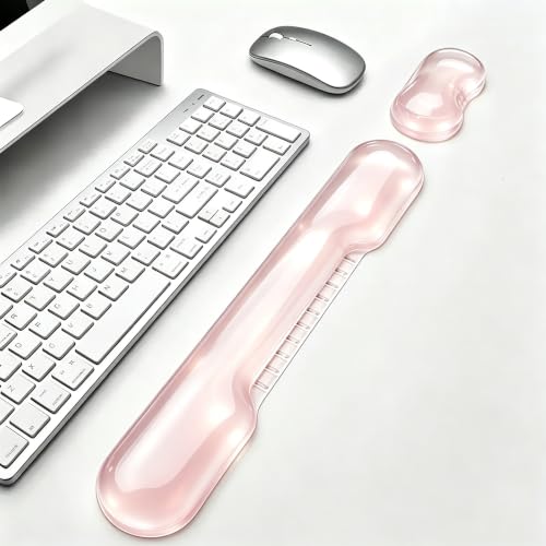 Mouse Pad with Wrist Rest, Soft Cloud Gel Keyboard Mouse Pad Set with Hand Wrist Support, Cute Non Slip Office Desk Accessories for Comfort/Pain Relief/Computer/Laptop (Pink Cave) - color: Pink Cave