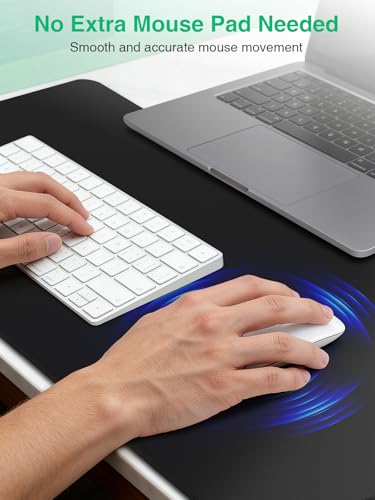 Mouse Pad with Wireless Charging, Black Mousepad Long Desk Mat, Large Gaming Mouse Pad, Soft Mouse Pad Gaming Desk Pad with Non-Slip Rubber Base, Extended Computer Keyboard Mat Office Mice Pad - color: 31.5x11.81"NO RGB-Black Right