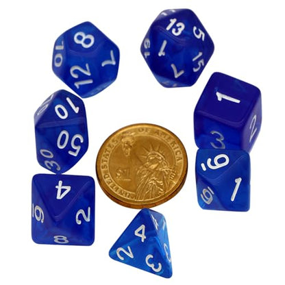 DND Dice Set -7 Polyhedral Dices Suitable for Dungeons&Dragons RPG, MTG Role Playing Table Games - Premium Quality, Durable, and Precision Balanced (Transparent Blue) - color: Transparent Blue