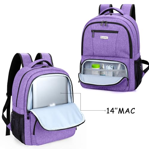 CURMIO CPAP Backpack Compatible with ResMed AirSense 9 10 11, Purple | CPAP Supplies Storage Bag with Chest Belt for Power Supply, Mask, Headgear strap, Tubes, Empty Bag - color: Purple