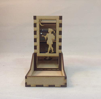 Bard Mini Dice Tower v1 Neon Blue Acrylic Window Laser Cut MDF Unique Gift