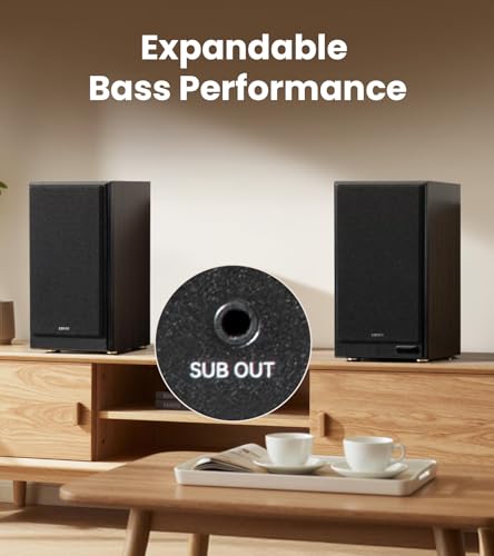 Edifier R2750DB MKII Powered Bookshelf Speakers, 144W 3-Way Active Studio Monitor with Sub Out, Hi-Res Audio, Bluetooth 6.0 with LDAC, HDMI/Optical/Coaxial for Turntable, PC, Home Audio - Black - color: Black