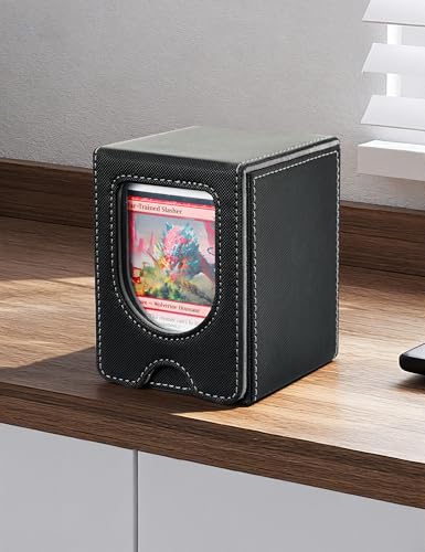 MTG Commander Deck Box, MTG Card Box with See-Through Window, Magnetic Closure Holds 100+ Double-Sleeved Cards TCG Cards(Black&Gray) - color: Black&Gray