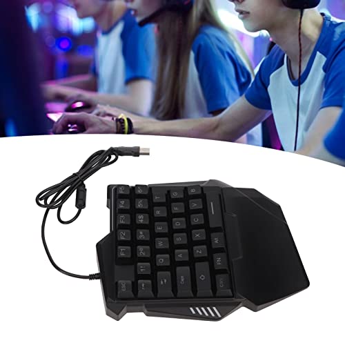 One Handed Gaming Keyboard, 35 Keys RGB Backlit Ergonomic Keyboard with Wrist Rest, USB Wired Silent Mini Gaming Keypad for PC