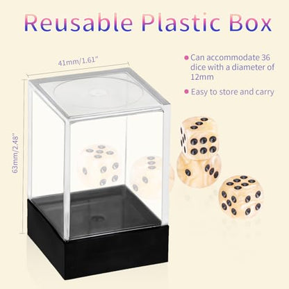 36 Pieces 12mm 6 Sided Mini Dice Set,Pearl Pattern D6 Game Dice Set,6 Sided Standard Game Dice for Board Games Dice Games Classroom Teaching Dices Game,with Portable Gaming Box(Beige) - color: D6-beige Pearl