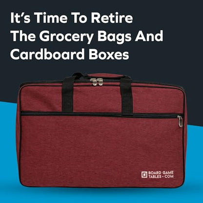 Board Game Bag - [Backpack/Shoulder Strap/Luggage Slip] - Padded Board Game Carrier (Ruby Red) - color: Ruby Red
