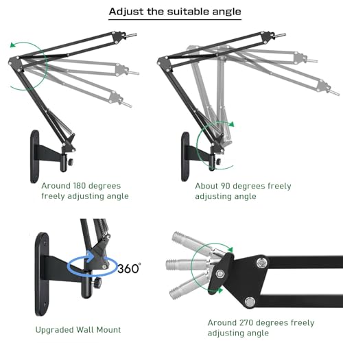 Upgraded Webcam Wall Mount Selfie Light, 10'' Ring Light with Boom Arm Webcam Wall Stand Holder Compatible with Logitech C920/MX Brio 4K/StreamCam/Brio pro X 4K/C930/C922/C925e/C615/Brio 500 webcams