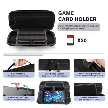 12 in 1 Protection Accessories Kit for Nintendo Switch 2 2025 Model - Carrying Case, Tempered Glass Screen Protector, Crystal Case, Silicone Grip Cover & Thumb Grip Caps | Full Protection Bundle - size: 12 in 1 for Switch 2
