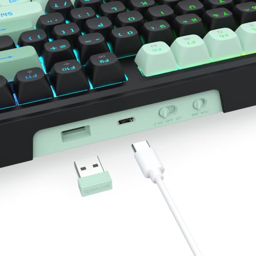 Redragon K745 PRO Wireless Gasket RGB Gaming Keyboard, 108 Keys Mechanical Keyboard w/Extra 4 Hotkeys, Hot-Swap Socket, 5-Layer Noise Dampening, See-Through Round PBT Keycaps, Creamy Linear Switch - color: Dark Jade, size: 108 Keys