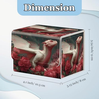Commander Deck Box for Trading Cards - Fits 100+ Double Sleeved Cards, PU Leather MTG TCG Storage Case with Strong Magnetic Closure, Pink Flower Dragon - color: Pink Flower Dragon