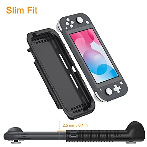 FINTIE Soft Silicone Protective Case for Nintendo Switch Lite 2019 | Ergonomic Grip, Anti-Slip, Shock-Absorption & Anti-Scratch, Lightweight Grip Case Cover, Black - color: Black