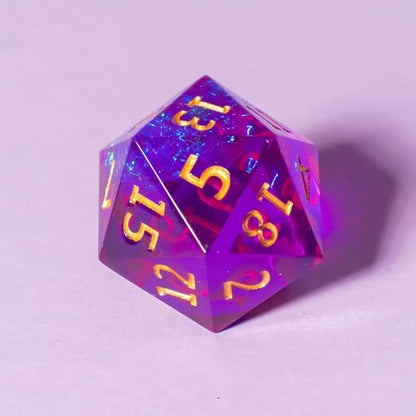 Resin DND Dice Set, (Purple-Warlock) 7 Pieces Handmade Sharp Edge Polyhedral Dice, Designed for Dungeons & Dragons, MTG, Role Playing Game, Dice Gift for D&D RPG DM and Players - color: Purple