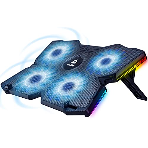 KLIM Wind Laptop Cooling Pad - More Than 500 000 Units Sold - New Version - The Most Powerful Rapid Action Cooling Fan - Laptop Stand with 4 Cooling Fans at 1200 RPM - USB Fan - PS5 PS4 - RGB - color: RGB