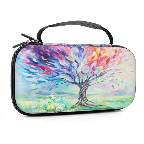 Nintendo Switch OLED Case, Ninentdo Switch Cases, Carry Case for Nintendo Switch Boy Girls Travel Storage Hard Shell with 16 Game Card Slot for Switch Console Joy-Con&Accessories,Seasons Tree of Life - color: Oil Painting Tree of Life