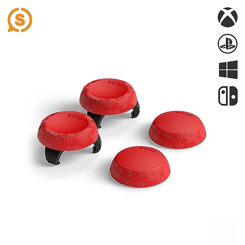 SCUF Control Thumbstick Grips - 4 Pack with 2 Bases - Tactic - Joystick Thumb Grips For Xbox One and Xbox Series X & S, PS4, PS5, Nintendo Switch Pro Controller - Red - color: Red, size: 4 Pack, style: Tactic