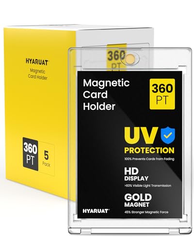 360PT Magnetic Card Holders for Trading Cards, 5 Pack UV Protection | Clear Display Cases with Magnetic Closure for Ultra Thick Sports & TCG Cards, Patch, Jersey, Relic, Memorabilia&Booklet Cards - size: 2.52 x 3.54 in 360PT One Touch Magnetic Holder