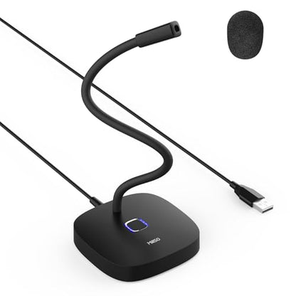 MillSO USB Computer Microphone with Mute Button 360 Degree Adjustable Gooseneck Plug&Play Omnidirectional External USB Microphone for Laptop, PC, Desktop - 1.4M/4.6FT