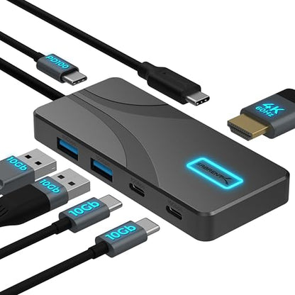 SABRENT USB-C Hub 5-in-1, 10Gbps, 4K HDMI, 100W PD (HB-TG5P) | USB-A & USB-C; single 4K@60Hz HDMI; 80W laptop charging; aluminum; MacBook, iPad, laptops; powered usb c hub - color: Matte Black