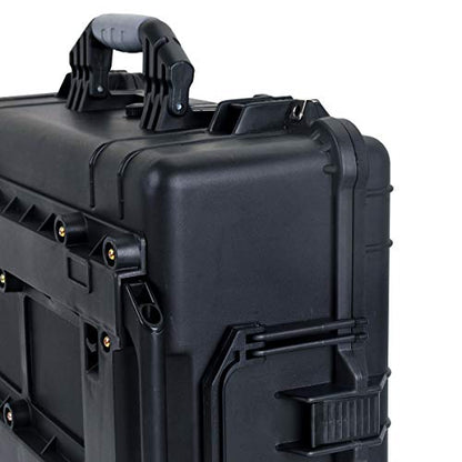 MEIJIA Portable Waterproof Protective Case, Hard Camera Case With Retractable Pull Handle And Rolling Wheels, Customizable Fit Foam Inserted, Elegant Black, 24.25 X19.41 X9.76 inche - size: 24.25 X19.41 X9.76 inches