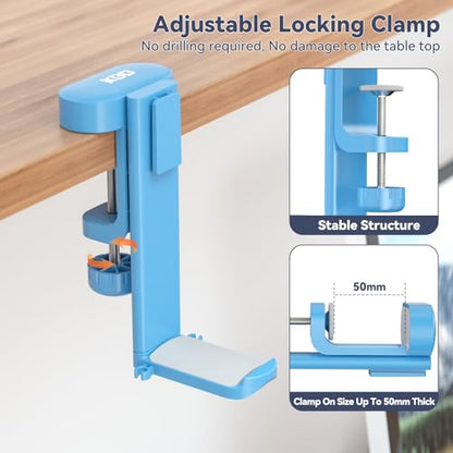 KDD 2 in 1 Headphone Hanger with Desk Cup Holder - Under Desk Clamp Rotatable Headset Holder - Suitable for Coffee Mups, Water Cups, Headphone(Blue)