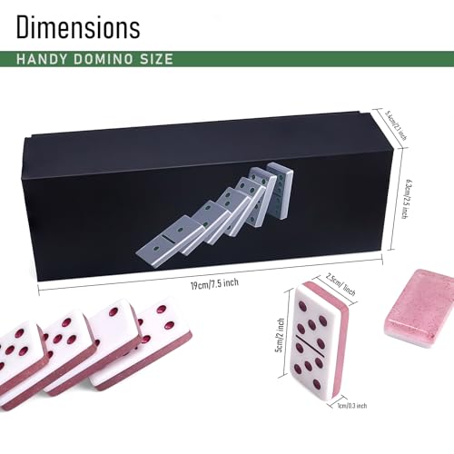 IDTQ Dominoes Set for Adults, Double 6 Dominos Game Set with 28 Domino Tiles Double with Upscale Gift Boxes -7 Polyhedral Dice -Classic Board Games (Light Pink) - color: Light Pink
