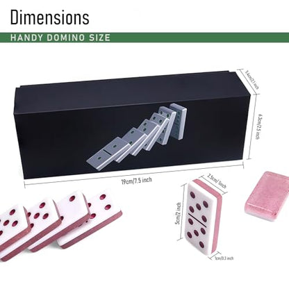 IDTQ Dominoes Set for Adults, Double 6 Dominos Game Set with 28 Domino Tiles Double with Upscale Gift Boxes -7 Polyhedral Dice -Classic Board Games (Light Pink) - color: Light Pink