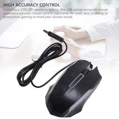 RGB Gaming Mouse, Wired USB Computer Mouse with Colorful Lighting, Ambidextrous Comfortable Grip for PC, Laptop, Office & Starter Gaming, 1200 DPI