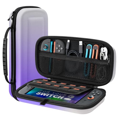 TiMOVO Carrying Case for Nintendo Switch 2 (2025), Gradient Purple | Large Capacity, Hard Shell Protective, 10 Game Card Slots, Pockets for Console & Accessories, Portable Travel Pouch - color: Gradient Purple, size: 10 Slots
