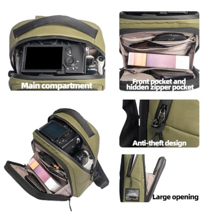 Camera Hardshell Case Crossbody Camera Sling Bag Small Waterproof Photography Bag for Mirrorless and DSLR Cameras - color: Green