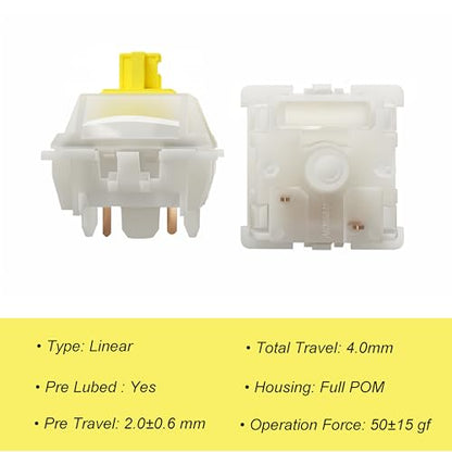 GATERON Milky Yellow Pro V3 Keyboard Switches, Pre-lubed Linear 5 pin for All MX Mechanical Keyboard (90PCS) - color: Milky Yellow Pro V3, size: 90pcs