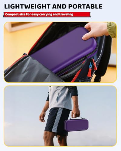 Switch 2 Slim Hard Shell Carry Case for Nintendo Switch 2 2025/Switch/OLED | Hard Shell Carrying Case with Soft Lining, 10 Card Slots, Durable Ballistic Nylon, Soft Silicone Handle, Switch2 Carry Case - color: Purple