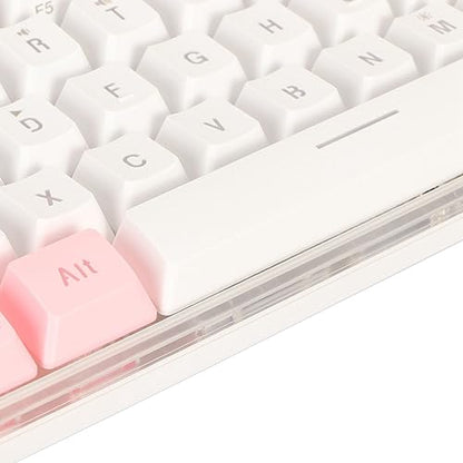 Dioche Mini Keyboard, 60 Percent 61 Keys Wired Gaming Keyboard RGB Small Gaming Keyboard Imitated Mechanical Compact for Typist Desktop, Laptop (Pink White)
