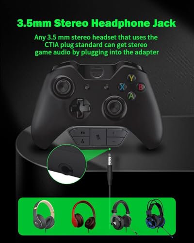 AOJAKI Stereo Headset Mic Adapter for Xbox One Elite Series S X Controller | Controller audio adapter supports adjustable game & chat volume balance, for Xbox One S/X, Elite 1/2, Series S/X controllers