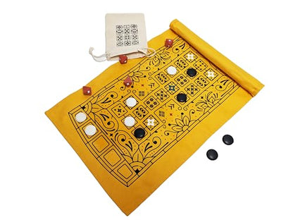 Stellar Factory Royal Game of Ur, Ancient Strategy Race Game, 2 Players | Includes rules in 4 languages: English, Spanish, French, German; 5,000-year-old game; travel drawstring bag.