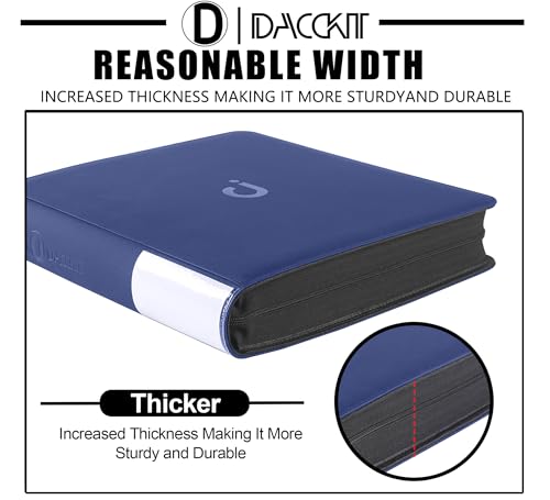 D DACCKIT Card Binder 16 Pocket - Fits 1024 Cards，Premium 4X4 Ringless Card Album with Sleeves for Trading Cards & Sports Cards（Model A，Navy Blue） - color: Navy Blue