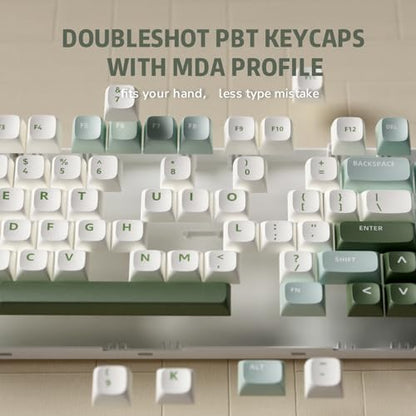 RK ROYAL KLUDGE R75 Mechanical Keyboard Wired with Volume Knob, 75% Keyboard Gasket Mounted, RGB Backlit, Creamy Keyboard with MDA Profile, PBT Keycaps, Hot Swappable Pre-lubed Tactile Switch - color: green