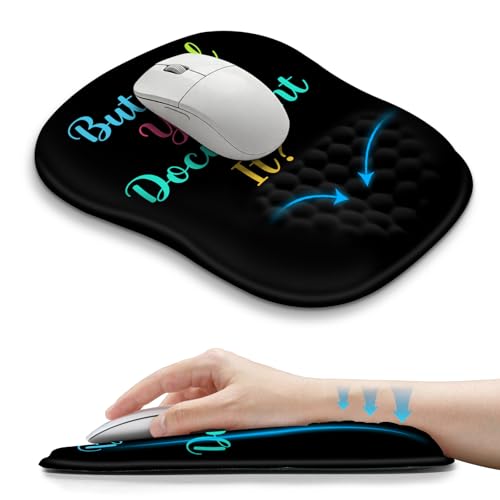 Hokafenle Ergonomic Wrist-Hugging Mouse Pad Wrist Support, U-Shaped Holding Wrist Rest Mousepad for Carpal Tunnel Pain Relief with Cushioned Memory Foam Slope Massage Bulge (10.2x8.3 in,Document it) - color: Document It