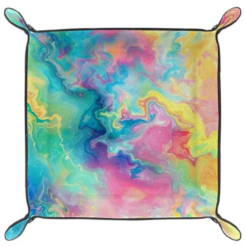 Tie Dye Dice Tray Dice Rolling Tray Folding Dice Holder for Dice Games, Like RPG, DND and Other Table Games - color: Multi 8