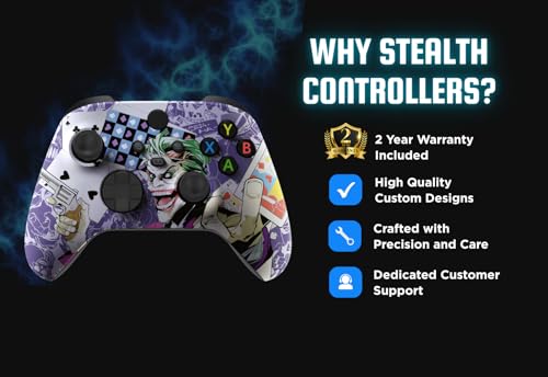 Stealth Controllers Wireless Controller for Xbox Series S, Xbox Series X, Xbox One - Soft Touch Feel - Custom Series S/X Controller (Joker Cards) - color: Joker Cards