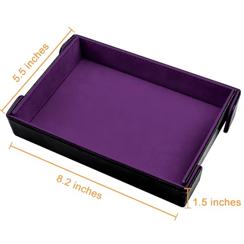 SIQUK 2 Pieces Magnetic Dice Tray Rectangle Folding Dice Rolling Tray PU Leather Dice Trays Dice Holder Storage Box for D&D RPG Dice Games (Violet, Sky Blue) - color: Violet, Sky Blue