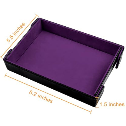 SIQUK 2 Pieces Magnetic Dice Tray Rectangle Folding Dice Rolling Tray PU Leather Dice Trays Dice Holder Storage Box for D&D RPG Dice Games (Violet, Sky Blue) - color: Violet, Sky Blue